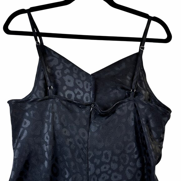 Wanderlux Black Leopard Satin Slip Dress Sz L Coquette Elevated Whimsy Witchy - Picture 8 of 12